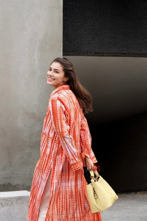 Orange Side Slits Shirt